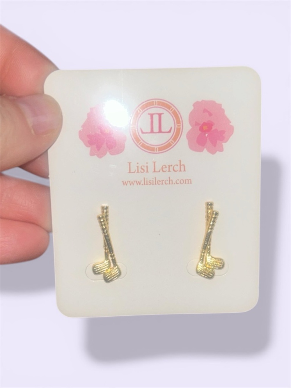 Lisi Lerch Gold Golf Club Stud Earrings